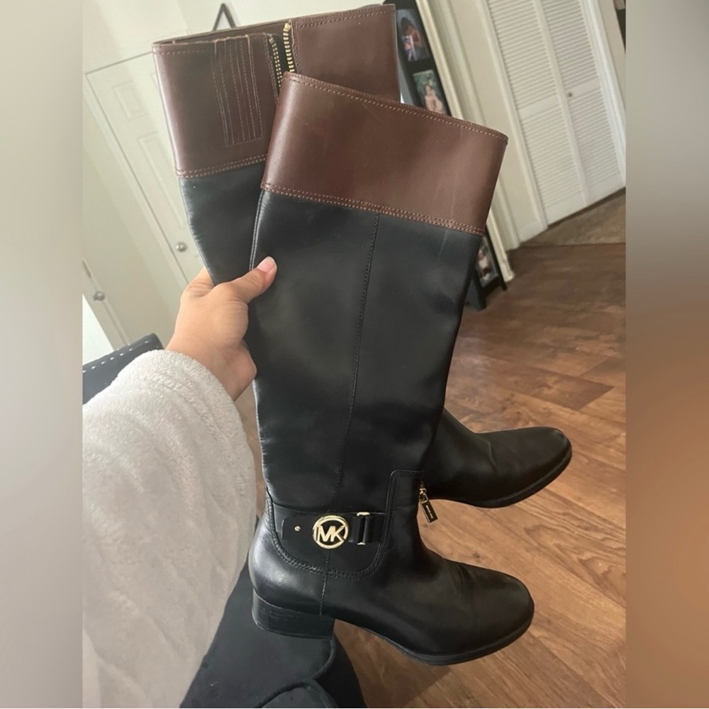 Michael Kors Black and Brown Tall Boots